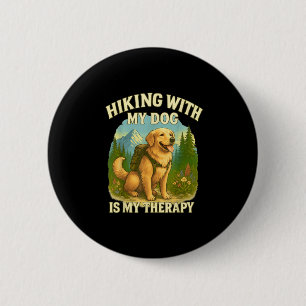 Wandelen met mijn hond, grappige Golden Retriever- Ronde Button 5,7 Cm