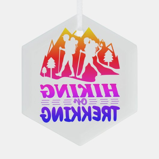 Wandelen of Trekken Glas Ornament (Achterkant)