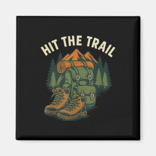 Wandelen op het pad Hiking Rugzak Laarzen Grafisch Magneet