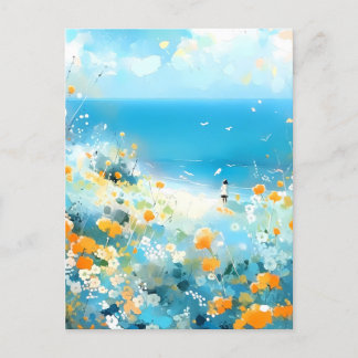 Wandelen op het strand briefkaart