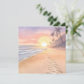 Wandelen op het strand | Ocean Waterverf Flat Kaar (Staand voorkant)