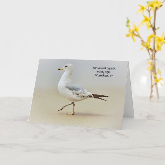 Wandelen op het strand Zee Vogelbijbel Verse Art N Kaart (Gele Bloem)