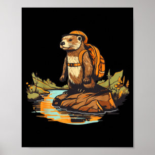 Wandelen rivierotter backpacken buiten dier poster