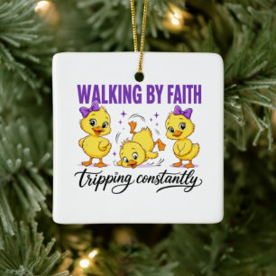 Wandelend in geloof eend ornament