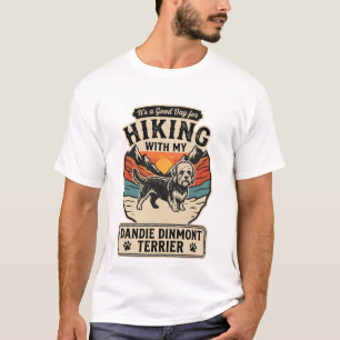 Wandelende Dandie Dinmont Terriër Hond Berg Zonson T-shirt