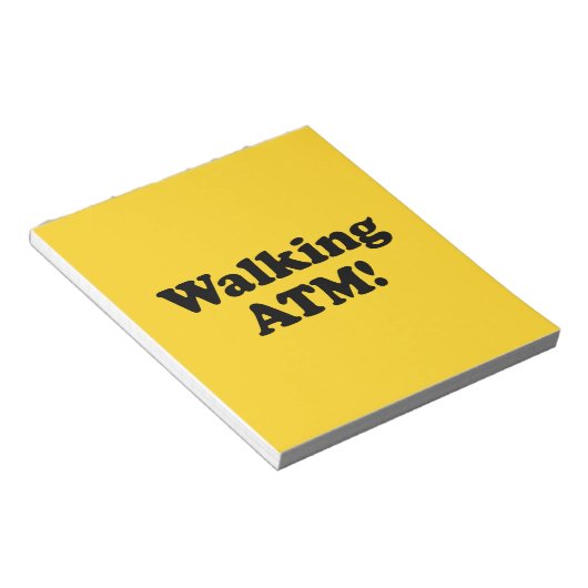 Wandelende geldautomaat. notitieblok (Schuin)