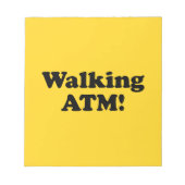 Wandelende geldautomaat. notitieblok (Voorkant)