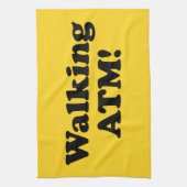 Wandelende geldautomaat. theedoek (Verticaal)