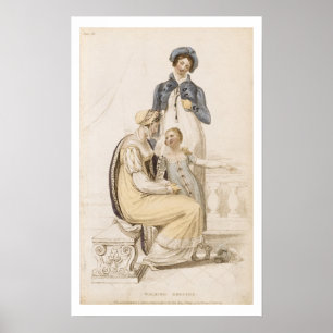 Wandelende jurken, mode bord van Ackermann's Re Poster