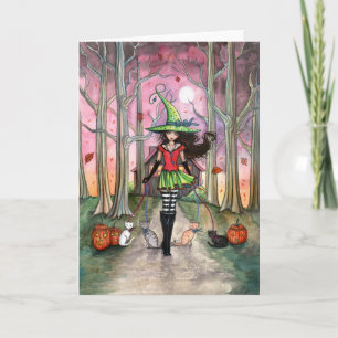 Wandelende Katten Halloween Heksenkaart Kaart