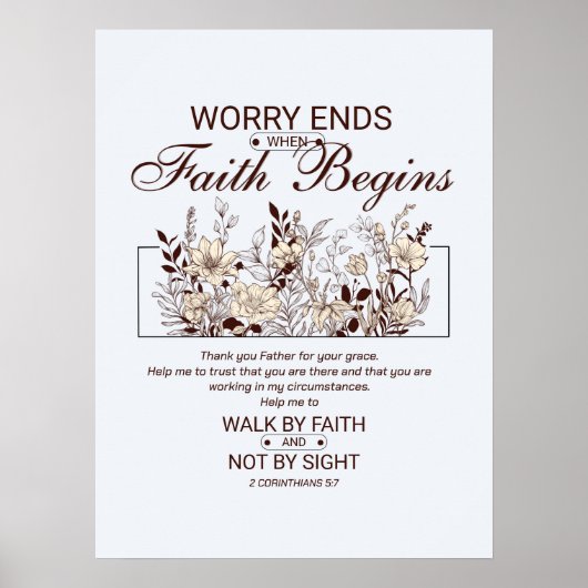 Wandeling door geloof 2 Korintiërs 5 Bloemgeschrif Poster (Voorkant)