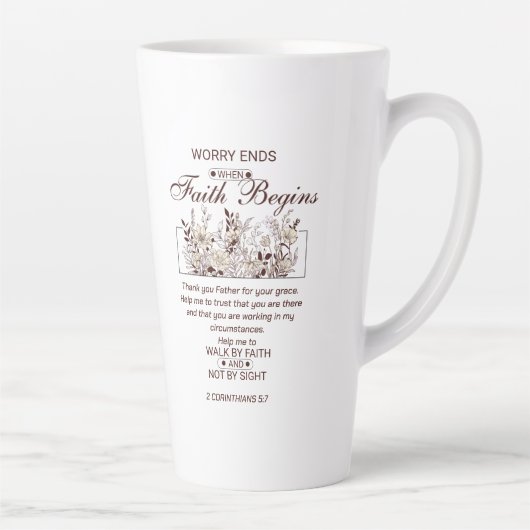 Wandeling door geloof 2 Korintiërs Bloemengeschrif Latte Mok (Rechts)