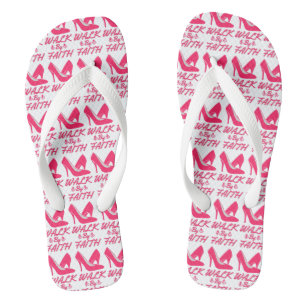 Wandeling door Geloof Heet Roze Bijbel Quote Wit Teenslippers