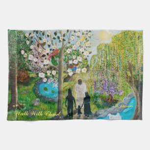Wandeling met Christus keukenhanddoek