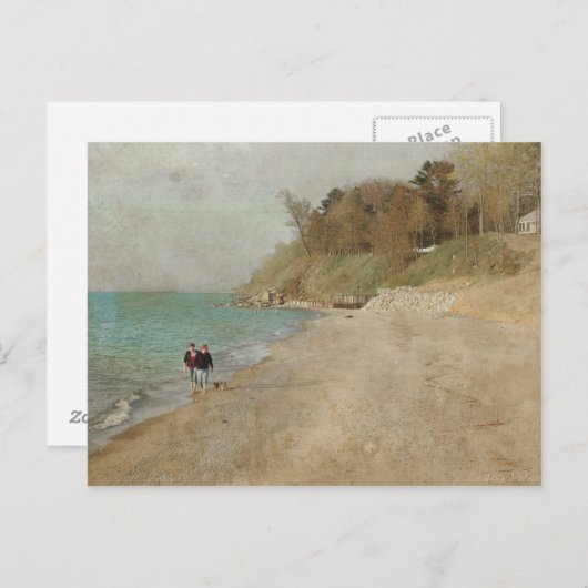 wandeling op het strand Briefkaart (Voorkant / Achterkant)