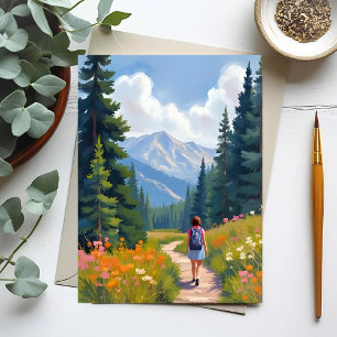 Wandelpad Berg Natuur Landschap Aquarel Briefkaart