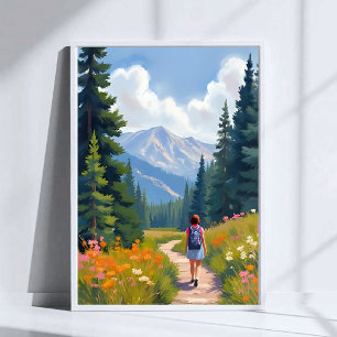 Wandelpad Berg Natuur Landschap Aquarel Poster