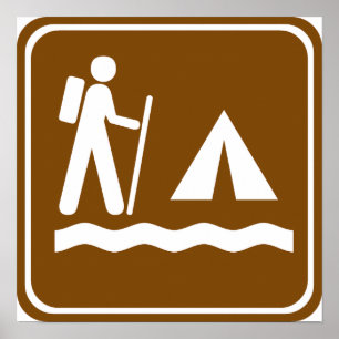 Wandelpad met Lakeside Camping Highway Sign Poster