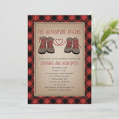 Wandelschoenen Avontuur Plaid Bruiloft Douche Kaart (Staand voorkant)