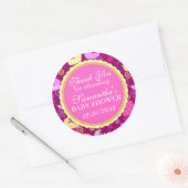 Wandelwagen Chic (Girly) Baby shower Ronde Sticker (Envelop)