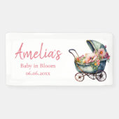  wandelwagen gepersonaliseerd Baby shower Spandoek (Horizontaal)