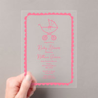 Wandelwagen Hand getrokken Border Roze Meisje Baby