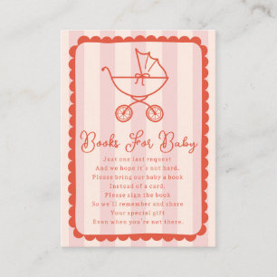 Wandelwagen Schaalrand Roze Baby Shower Boeken Voo Informatiekaartje