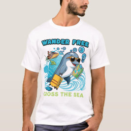 Wander Free Dolphin – Ocean Travel Adventure Carto T-shirt