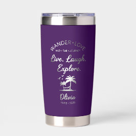 Wander Love, Live Laugh Explore, Purple Insulated  Geïsoleerde Drinkbeker