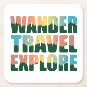 Wander Travel Exken - Reizigers Vierkante Kartonnen Onderzetter