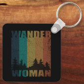 Wander vrouw wandelen camping  sleutelhanger (Achterkant)