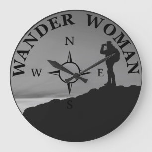 wander vrouw wandelend grote klok