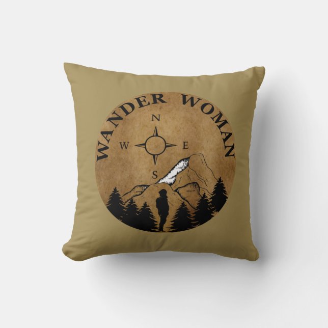 wander vrouw wandelend kussen (Voorkant)
