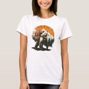 Wander Wild, Trek Free – Wandelen Beer T-Shirt