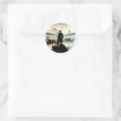 Wanderer boven het Zee Fog door Caspar David Frie Ronde Sticker (Tas)