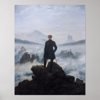 Wanderer Boven het Zee Fog (Friedrich 1818) Poster