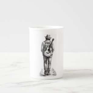 Wanderer Collection – Eenzame Gitarist Reiziger Mo Porselein Kop
