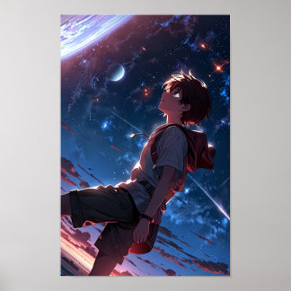 Wanderer of the Stars - Epic Anime Space Poster