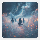 Wanderers in the Cosmic Mist Vierkante Sticker (Voorkant)