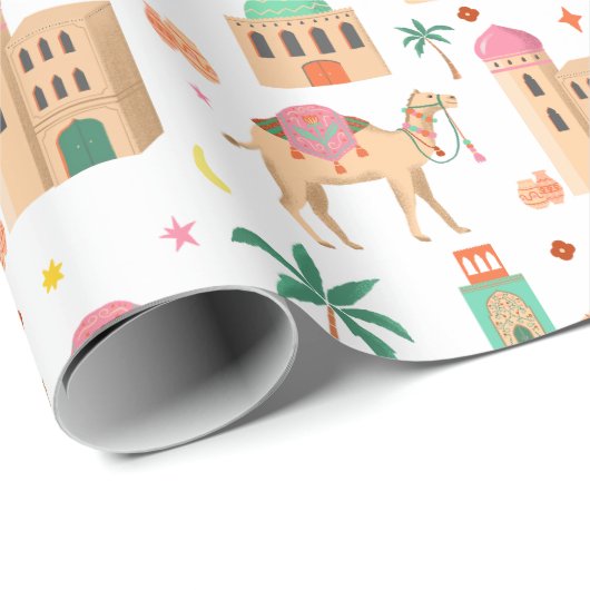 Wandering Camel Caravan Wrapping Paper Cadeaupapier (Rol Hoek)