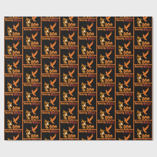 Wandering Witch Raven Jack O Lantern Halloween Fun Cadeaupapier (Vlak)