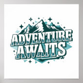 Wanderlust and Travel Quote with Pine Trees Poster (Voorkant)