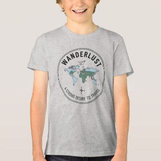 Wanderlust Avontuur Wacht Reis Wereldkaart Kindere Tri-Blend Shirt