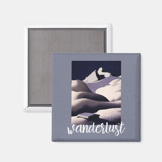 Wanderlust - bergen en winterheuvels magneet (Voorkant / Achterkant)