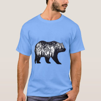 Wanderlust California Bear Silhouette with Mountai T-shirt