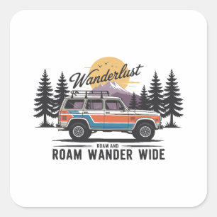 Wanderlust Camper - Zwerven en Zwerven Wandelend B Vierkante Sticker