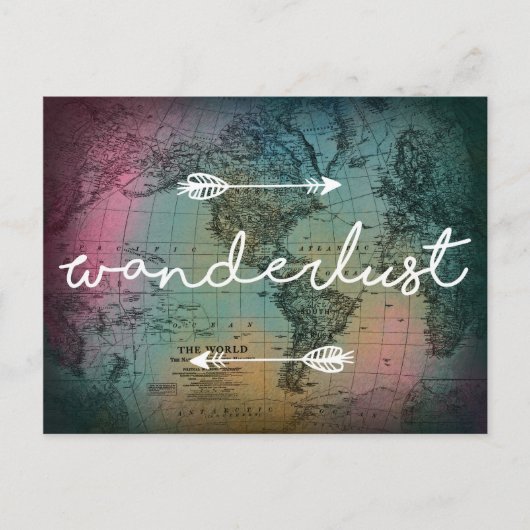 Wanderlust Colorful World Map Postcard Briefkaart (Voorkant)