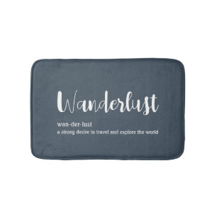 Wanderlust-definitie witte grijze blauwe kleur badmat