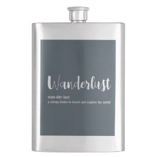 Wanderlust-definitie witte grijze blauwe kleur flacon