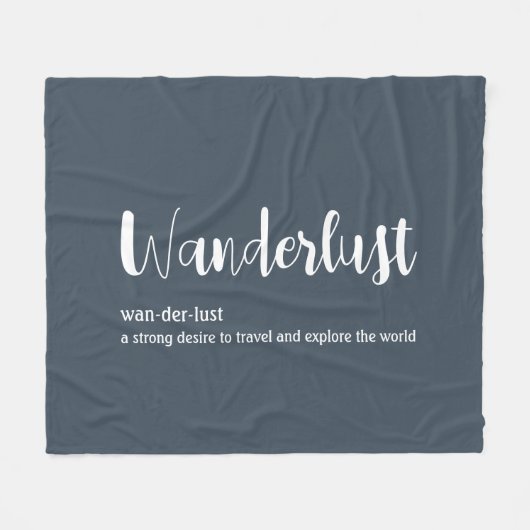Wanderlust-definitie witte grijze blauwe kleur fleece deken (Voorkant (Horizontaal))